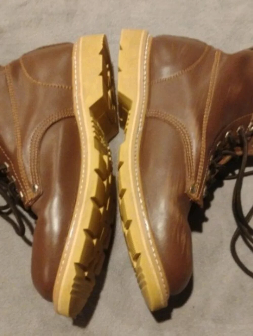 BBC Mens Leather Work Boots Brown Oil Resistant Lug Sole Lace Up - 9D